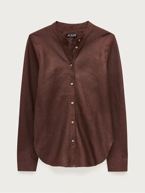 J.Crew NWT Bias-cut Linen shirt Size 6 Top Button Up Smoked Walnut Brown